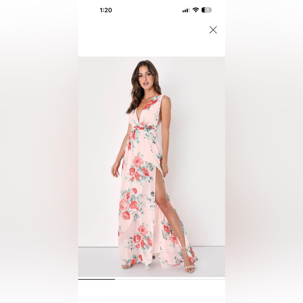 Lulus Floral Pink Maxi Dress